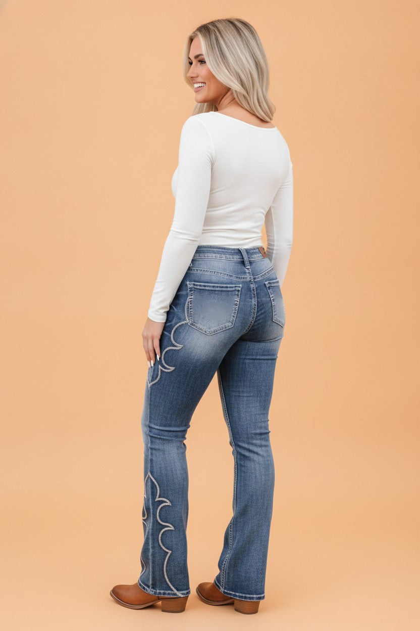 The High Plains Embroidered Flare Jeans