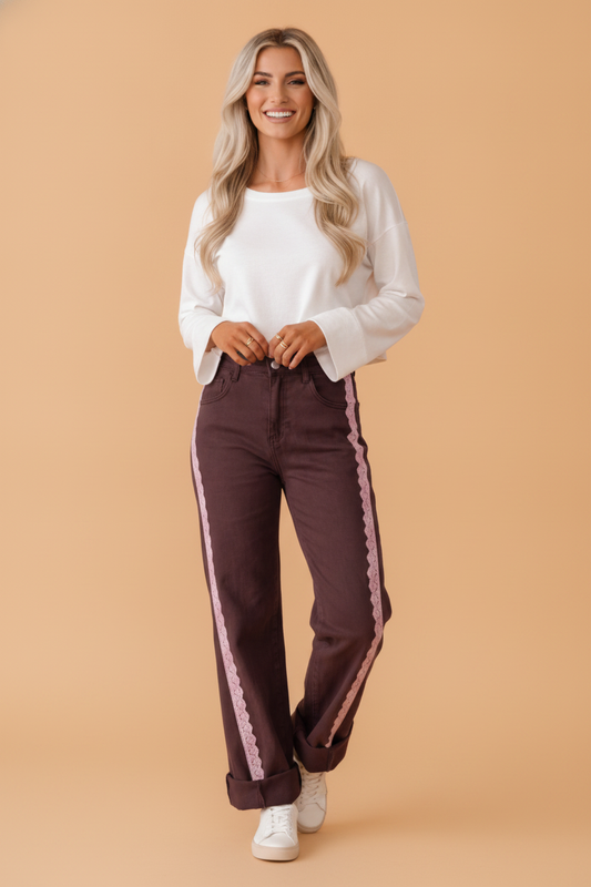 Prairie Lace Straight Leg Jeans