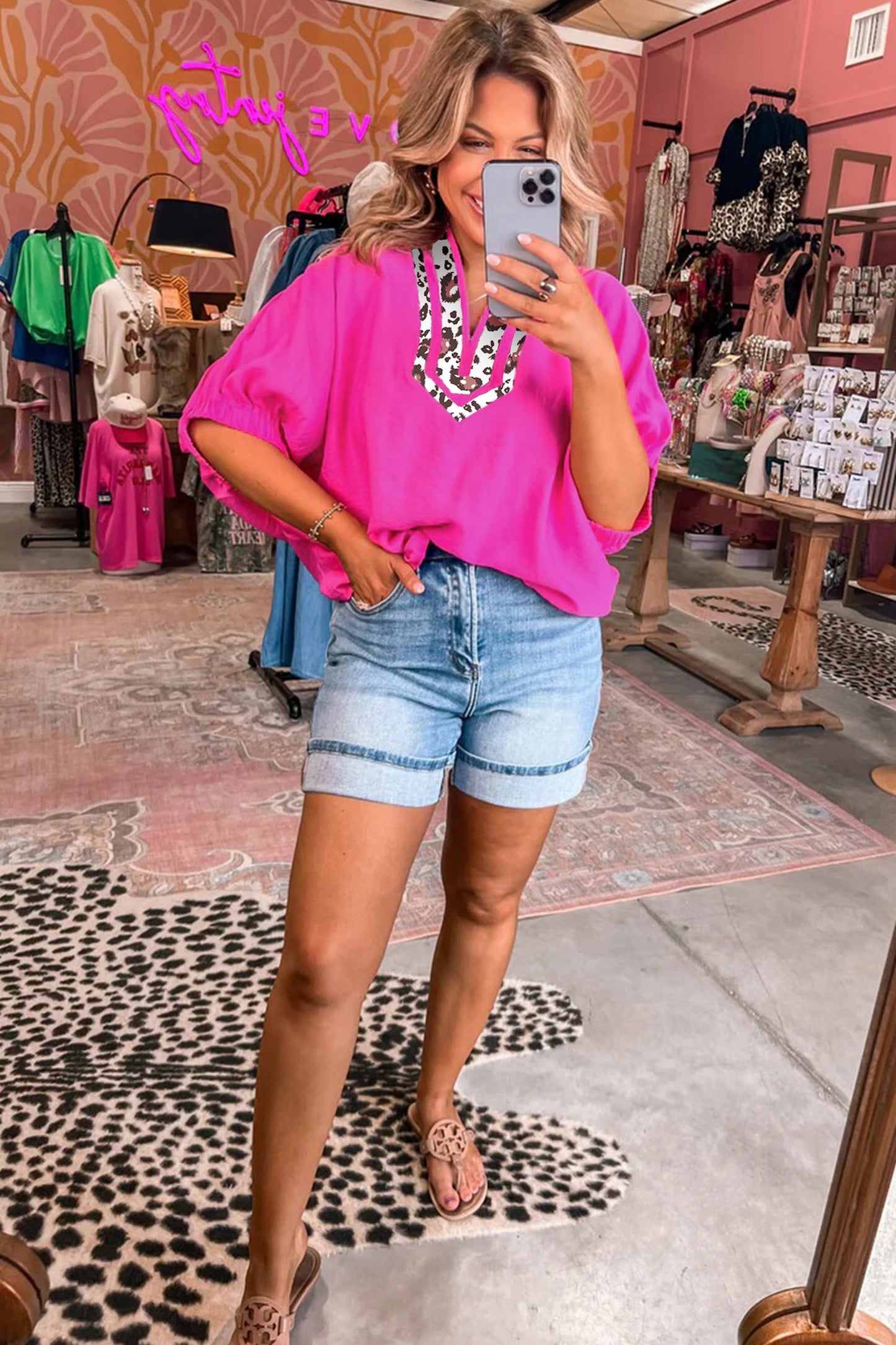 Wild Heart Leopard Trim Blouse