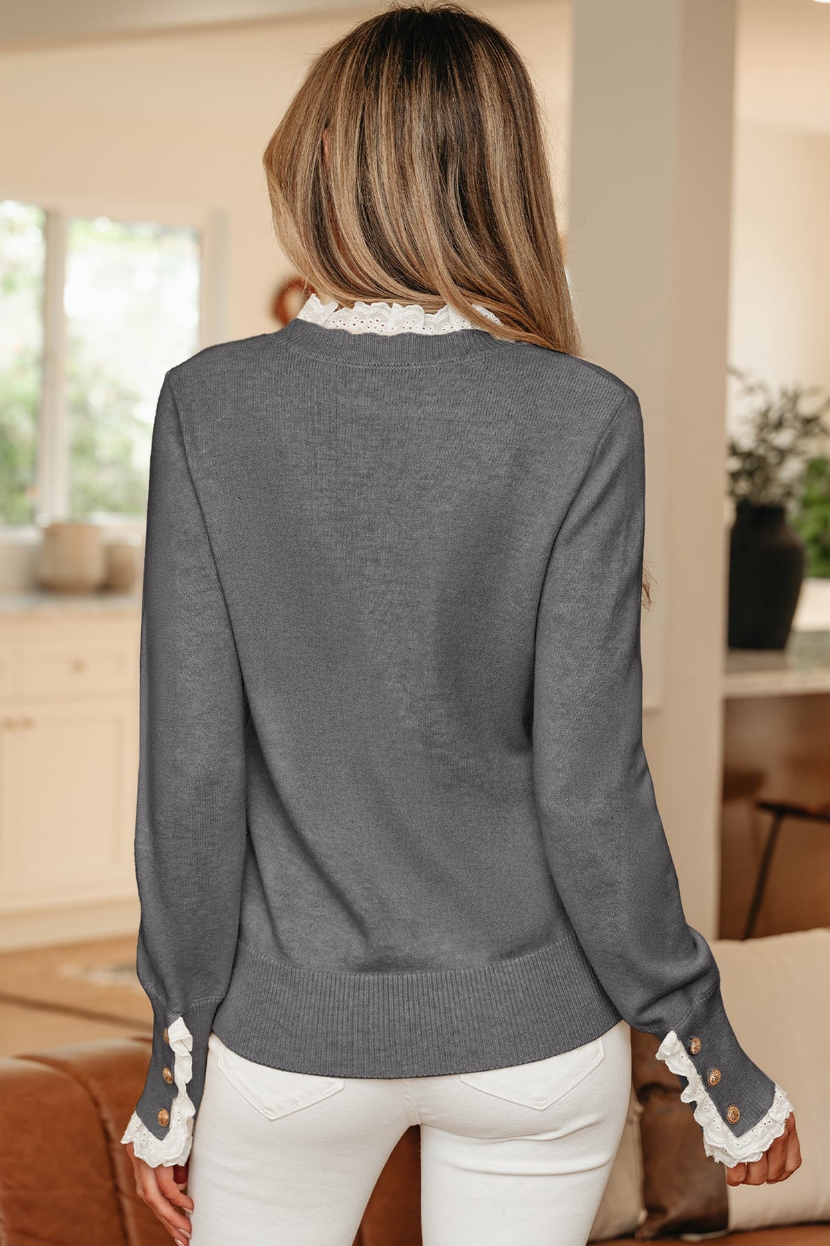 Southern Grace Lace-Trim Sweater
