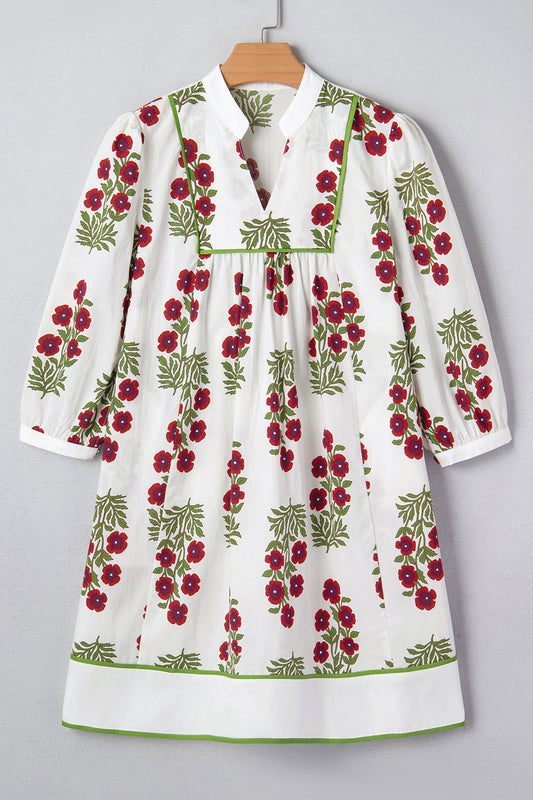 The Prairie Rose Notched Floral Dress