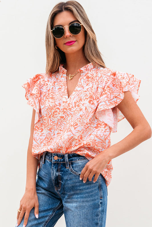 Sunset Bloom Ruffle Blouse