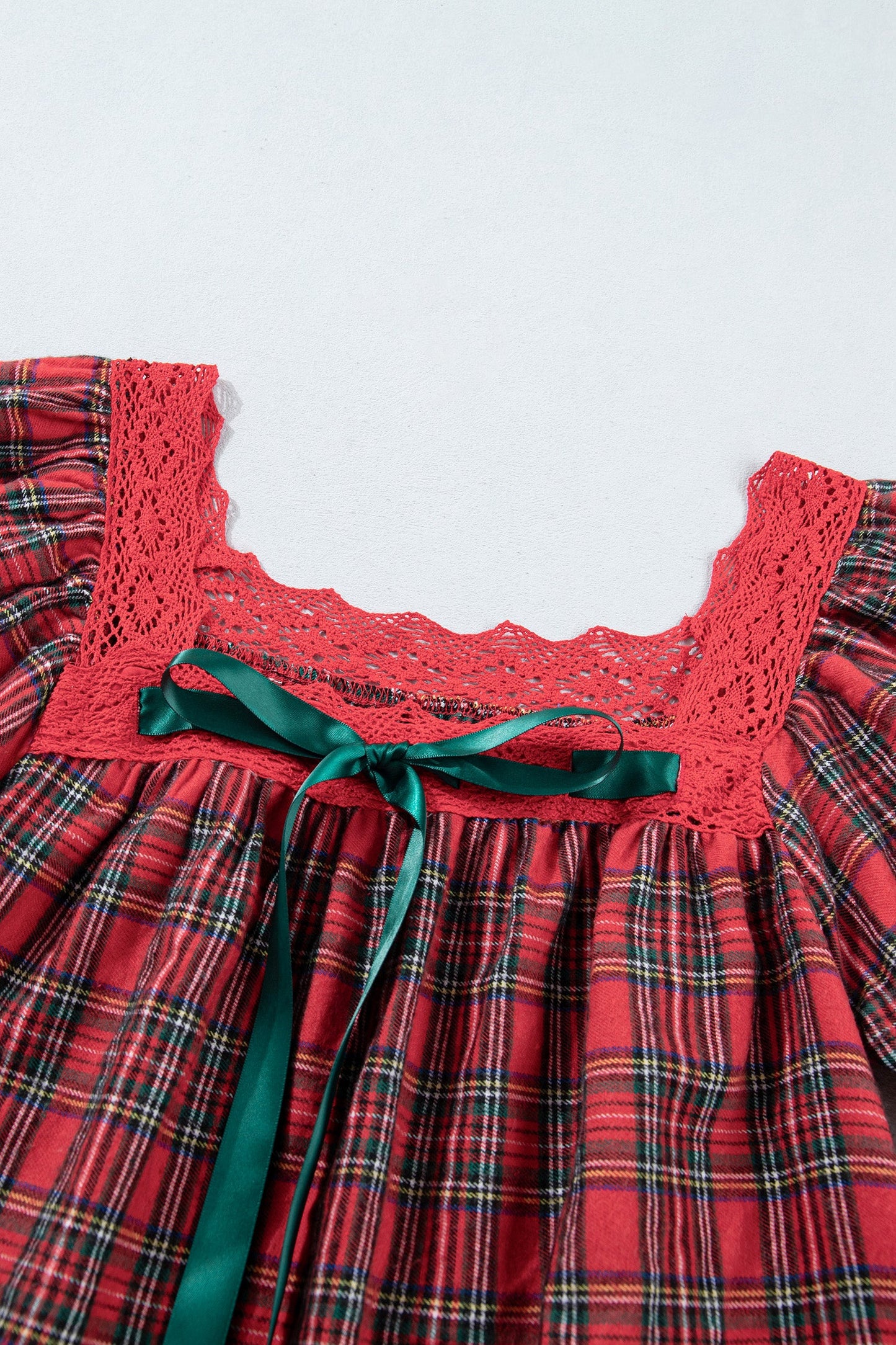 Southern Charm Plaid Lace Mini Dress