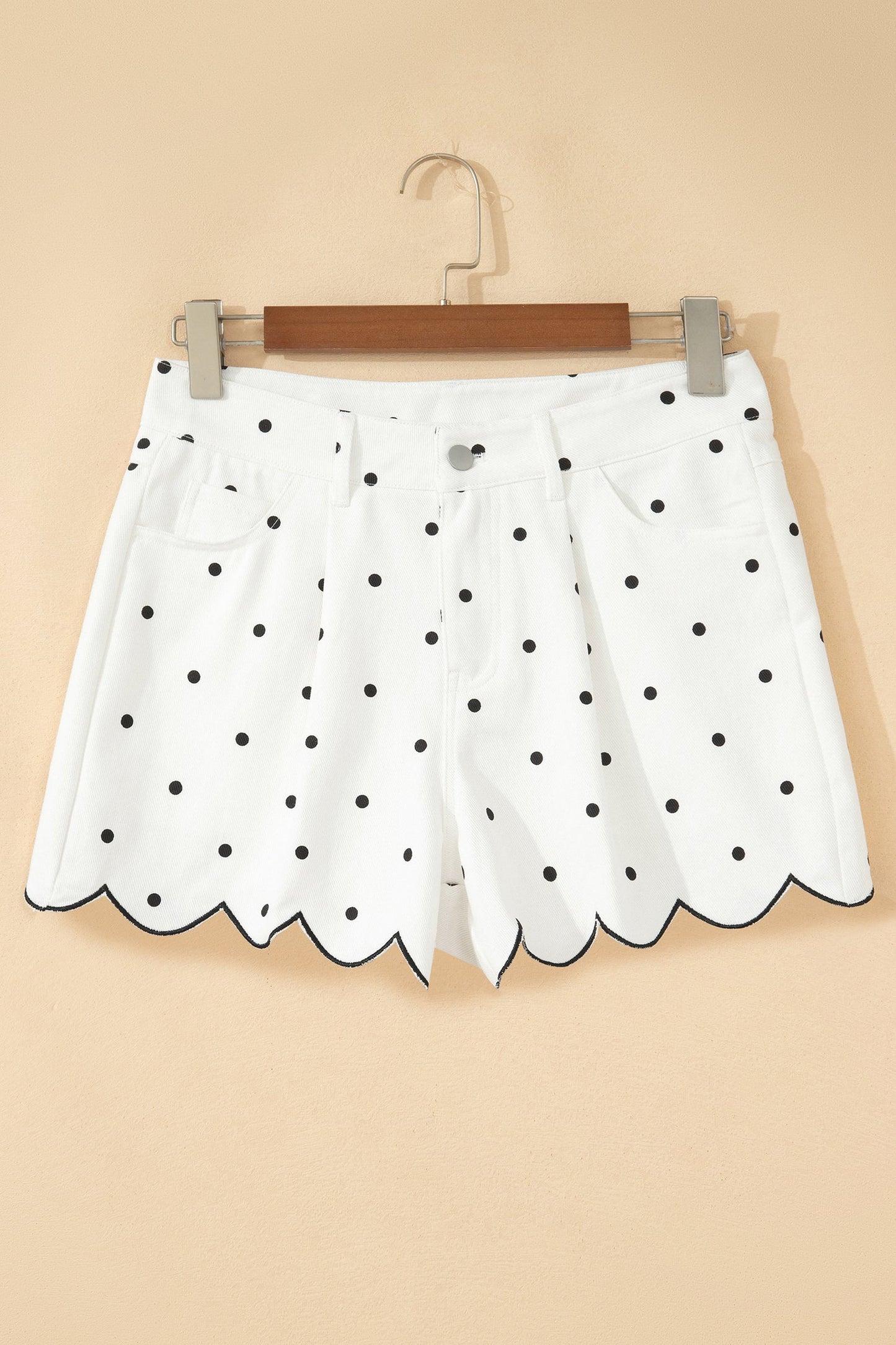 The Sunday Sweetheart Scalloped Denim Shorts