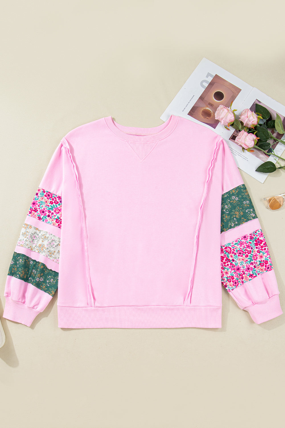 Wildflower Patchwork Sleeve Sweatshirt