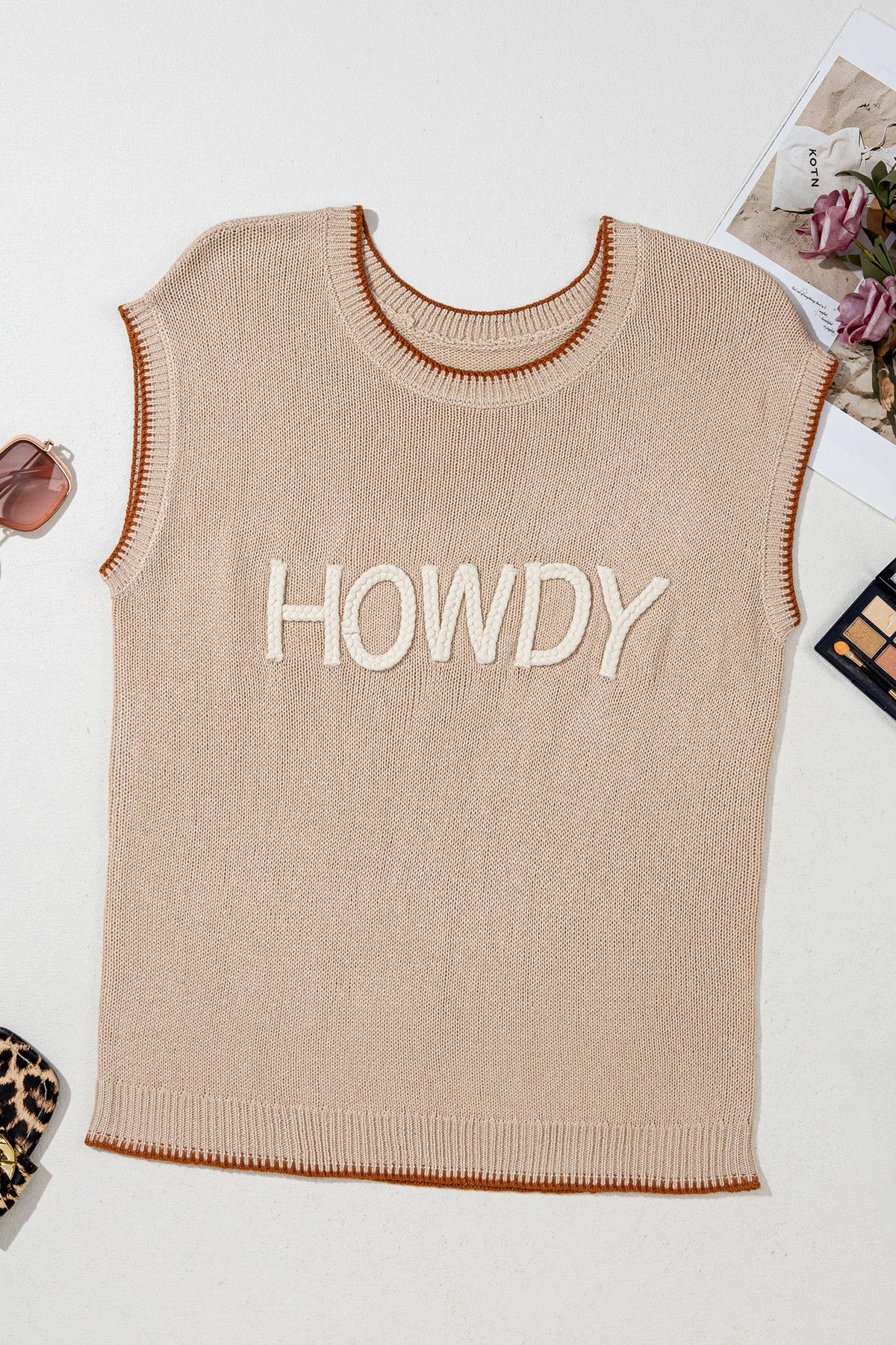 Howdy Darlin' Contrast Trim Knit Top