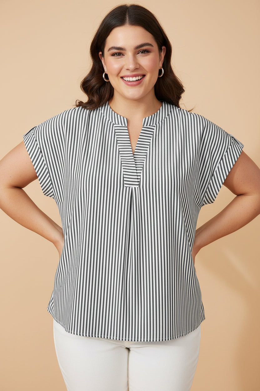 Easy Days Pinstripe Dolman Blouse