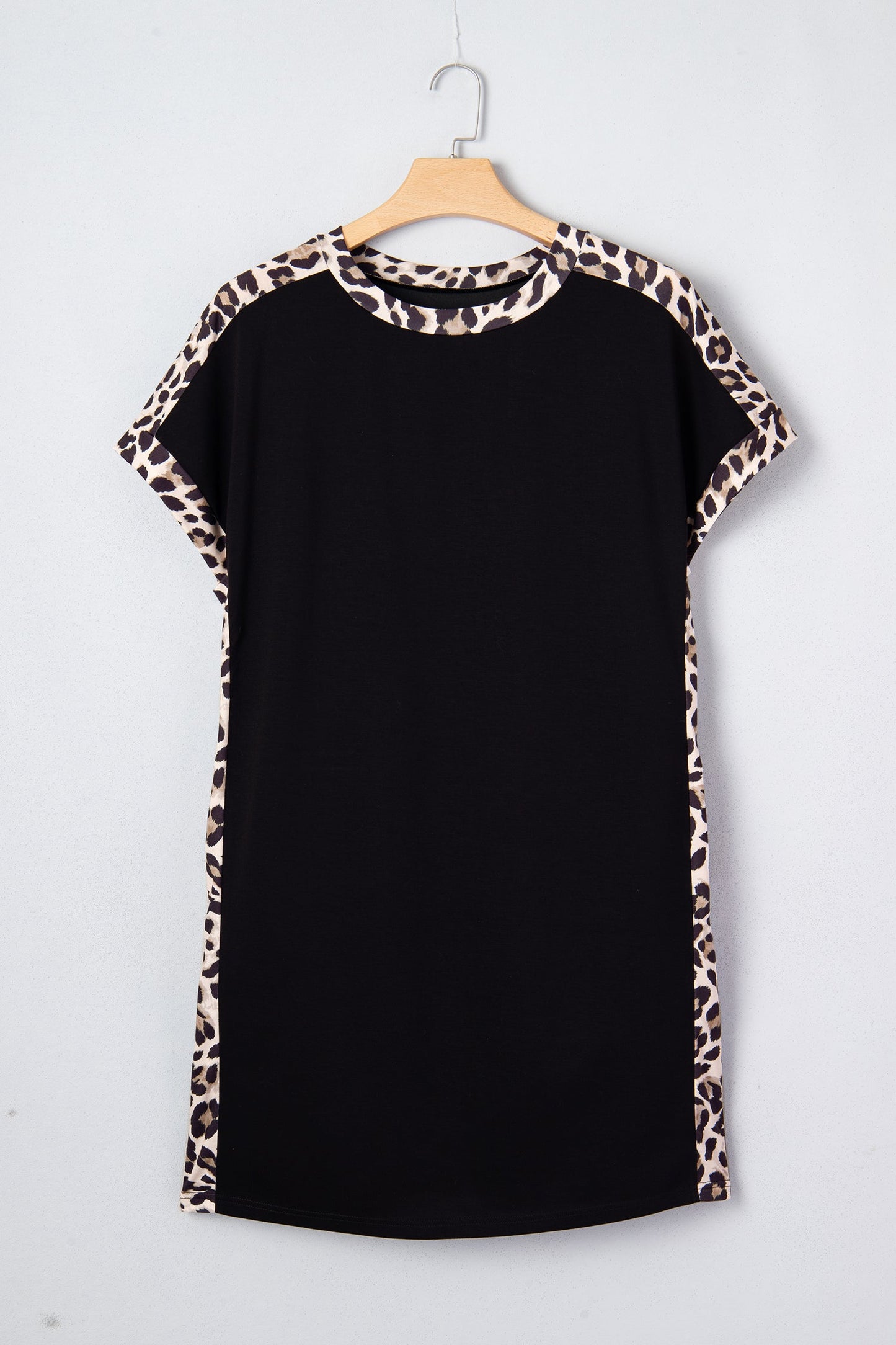 Wild Side Leopard Trim T-Shirt Dress