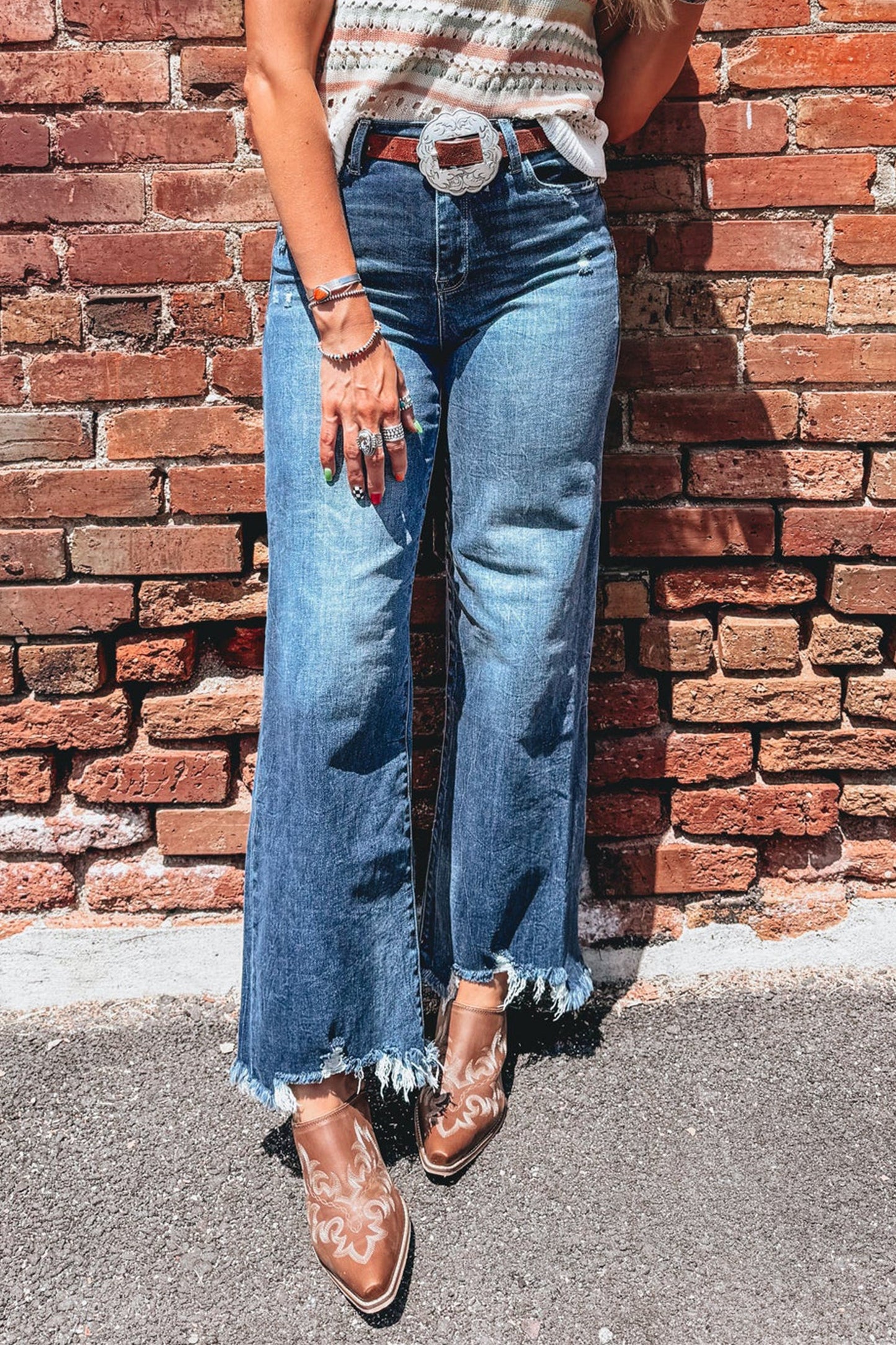 Sundown High Rise Frayed Flare Jeans