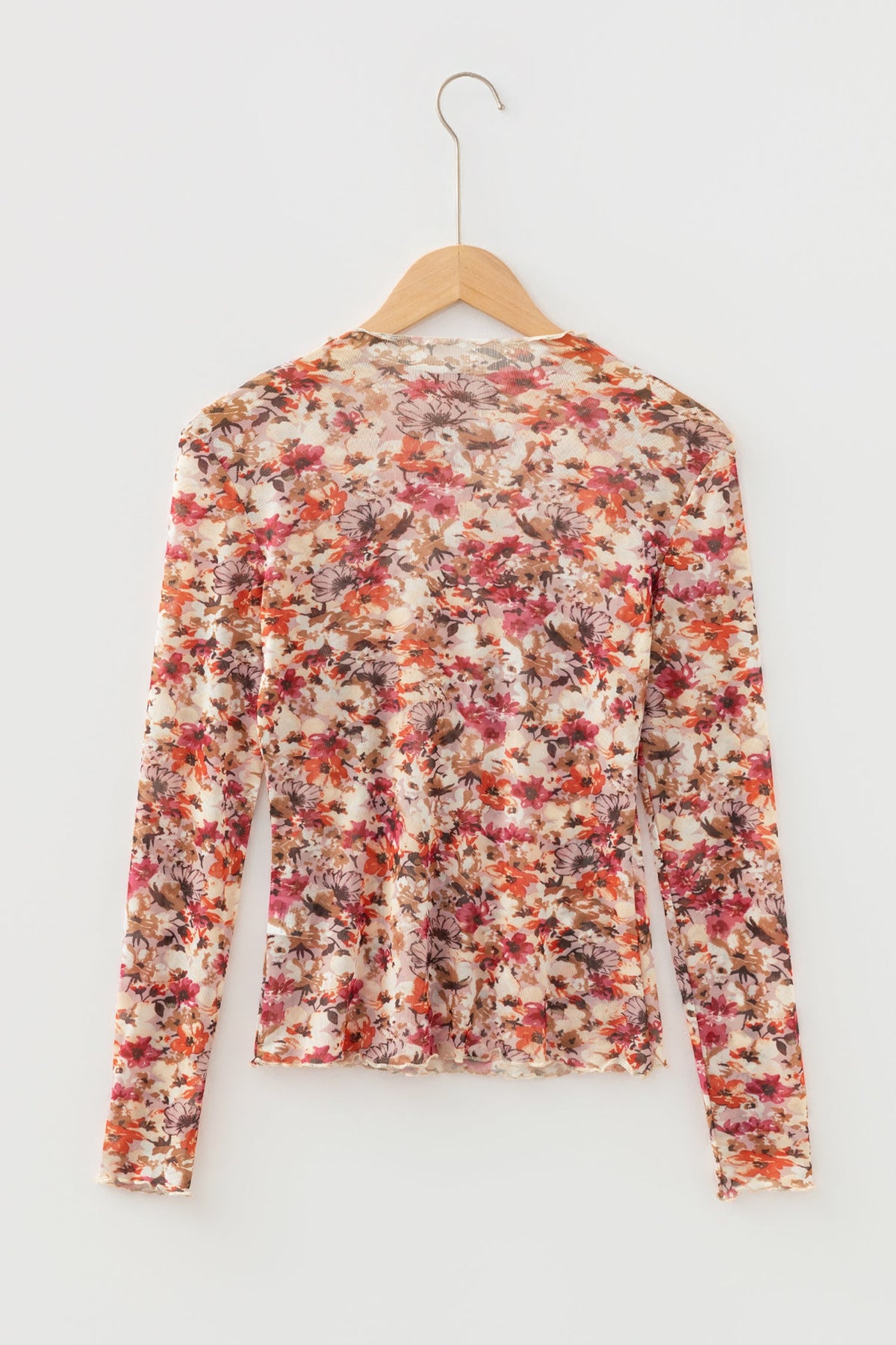 Autumn Bloom Sheer Mesh Top