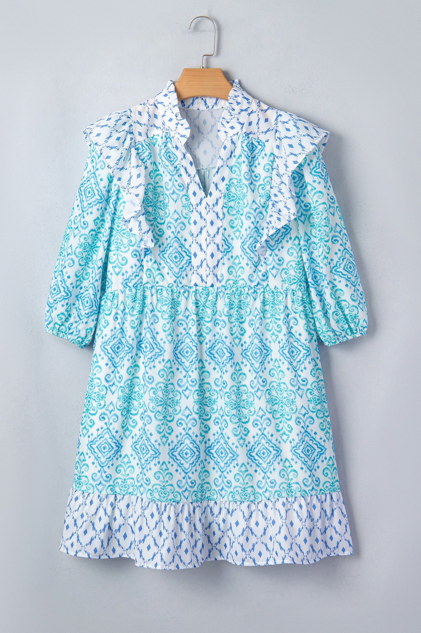 Blue Skies Boho Ruffle Mini Dress