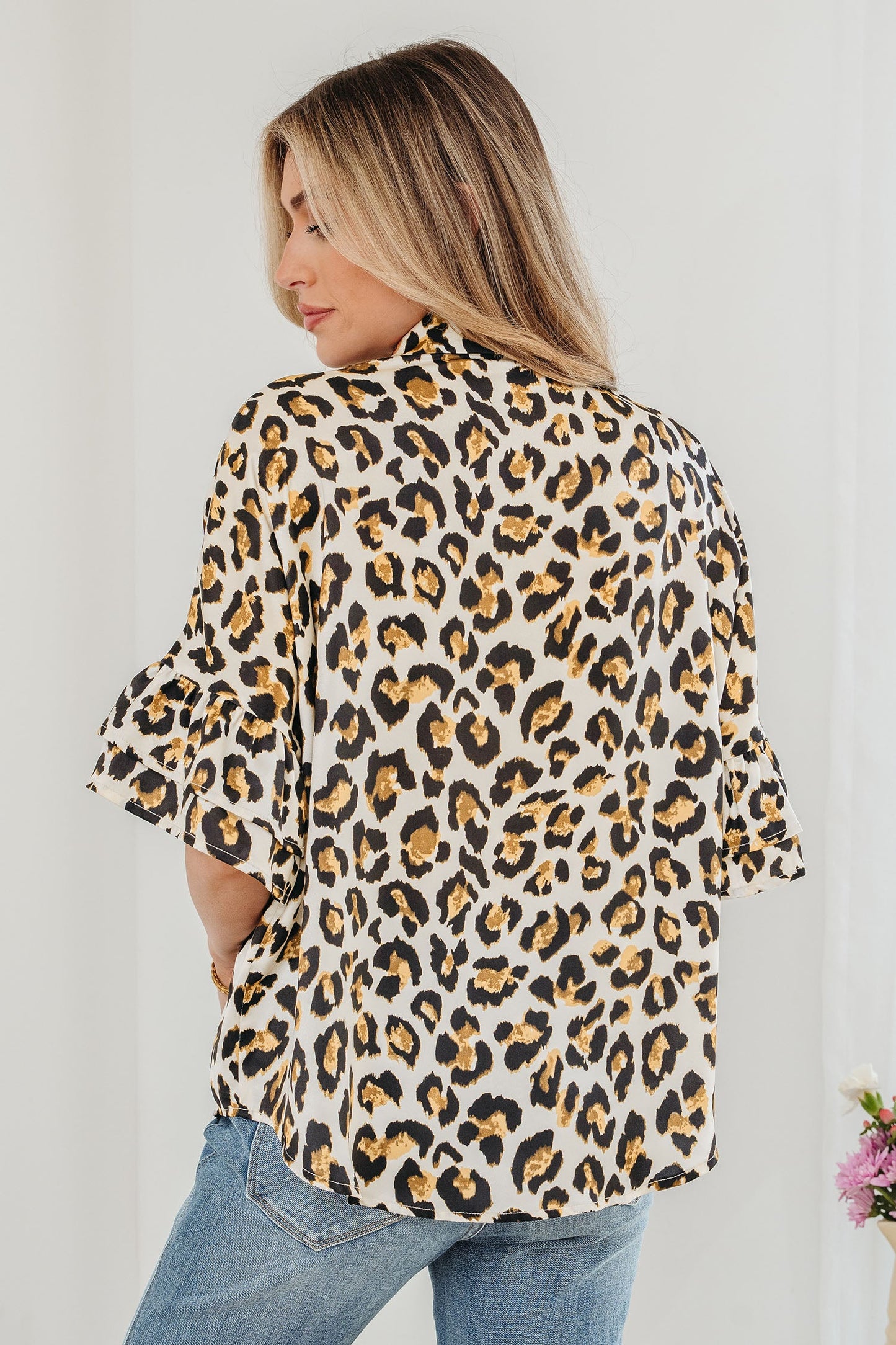Wild Muse Leopard Ruffle Blouse
