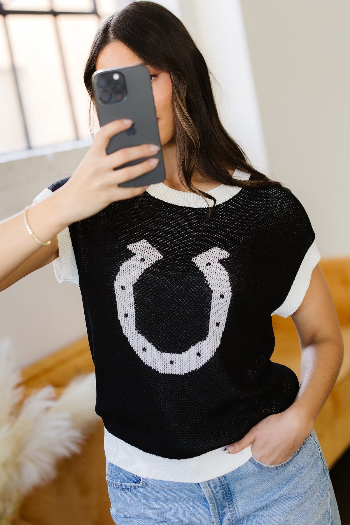 Lucky Horseshoe Knit Top