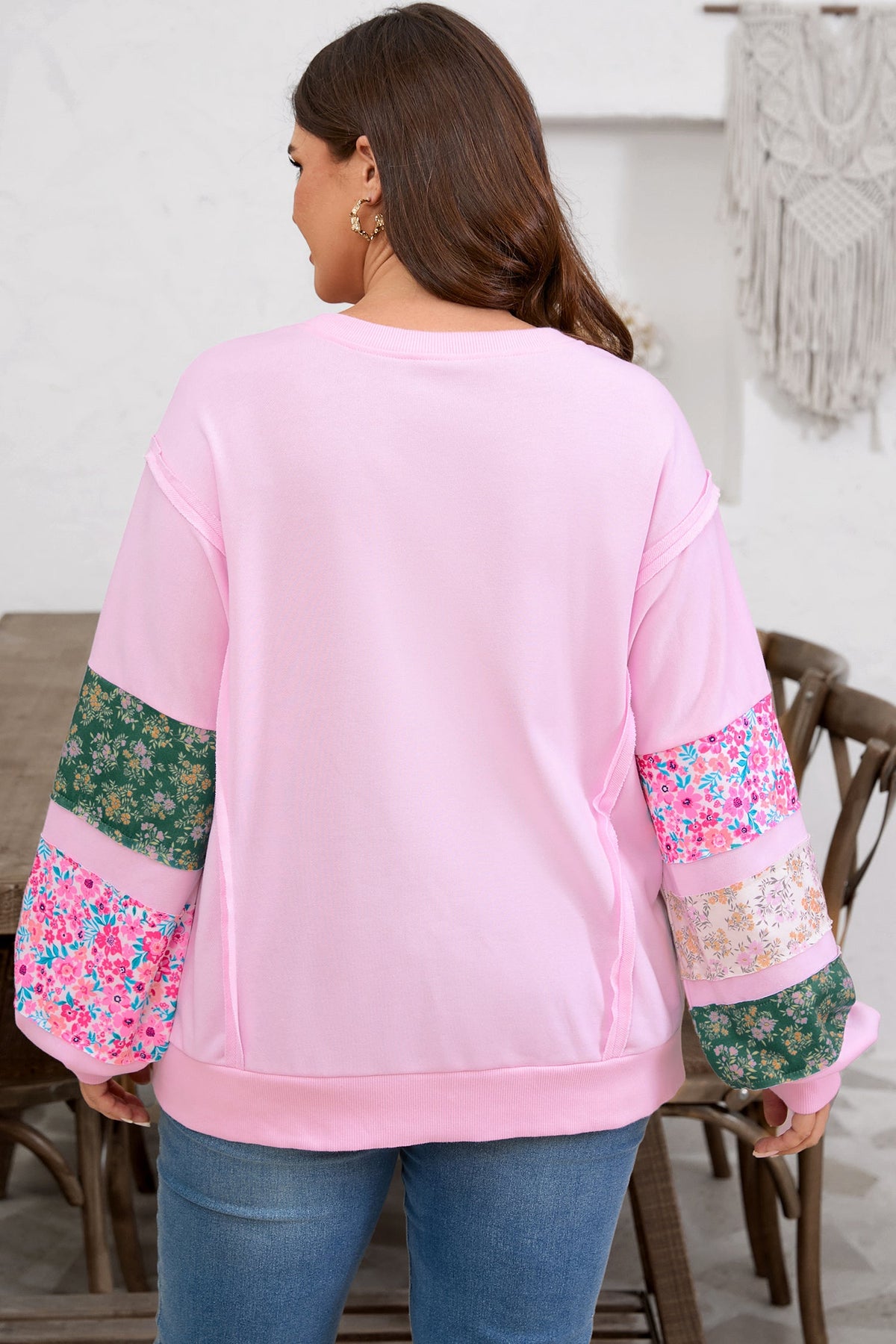 Wildflower Patchwork Sleeve Sweatshirt