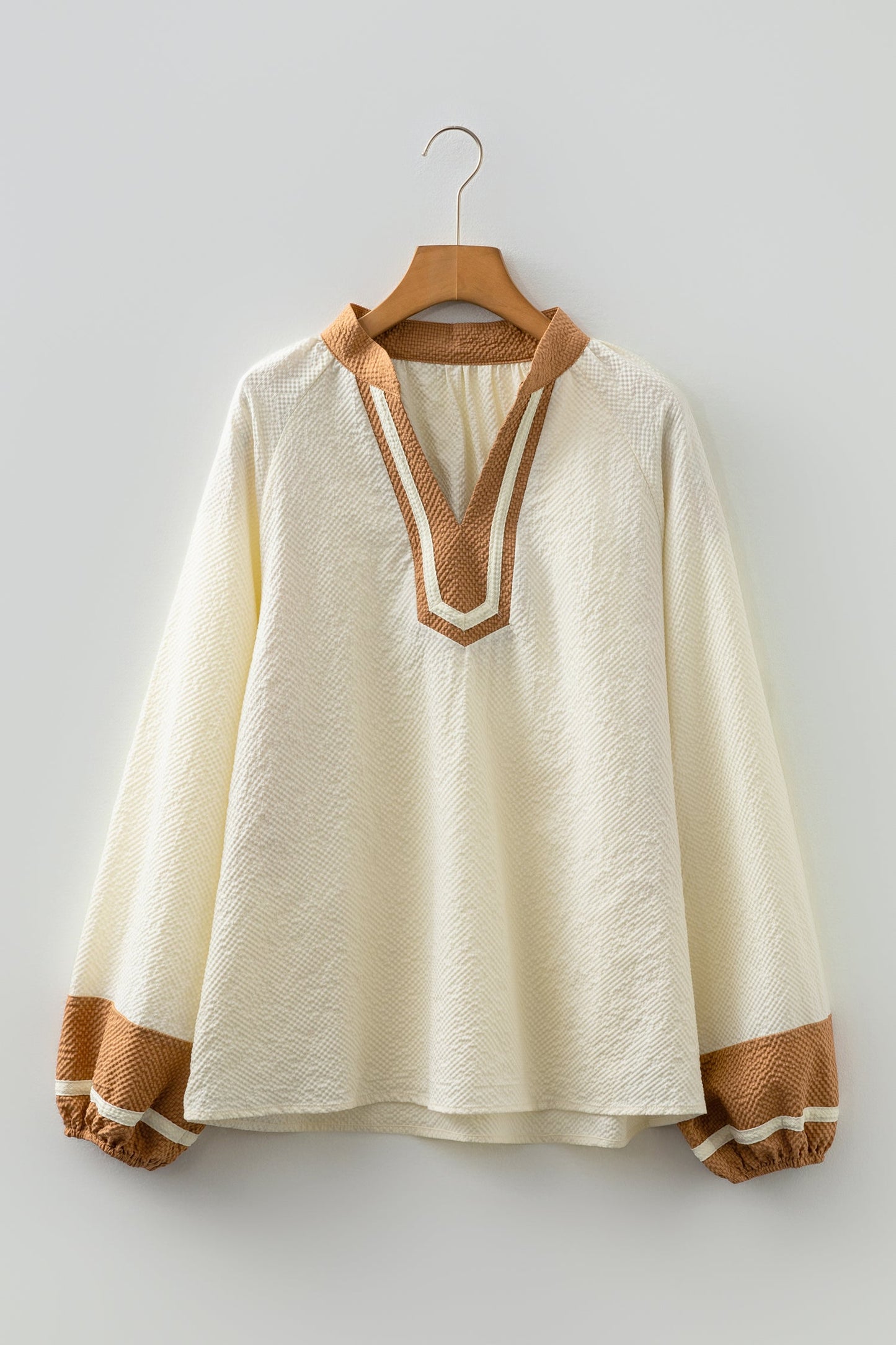 Saddle & Silk Contrast Trim Blouse