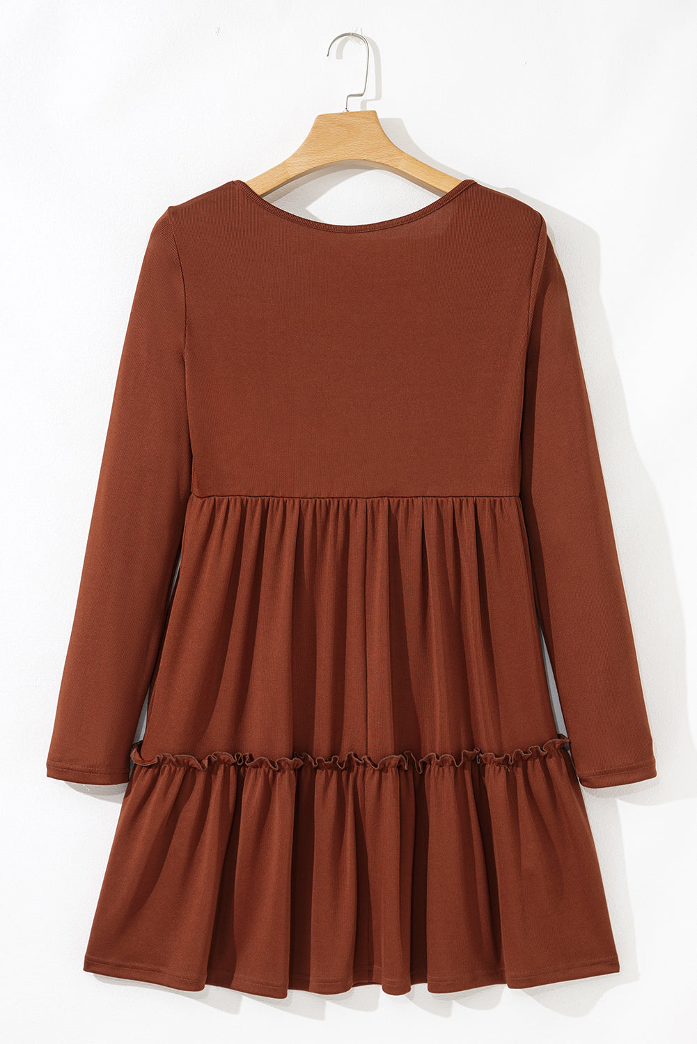 Cocoa Ruffle Ribbed Mini Dress
