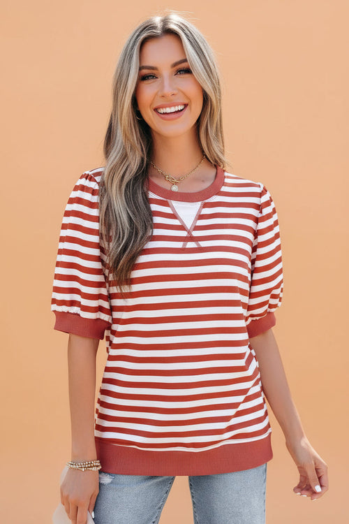 Canyon Stripe Bubble Sleeve Top