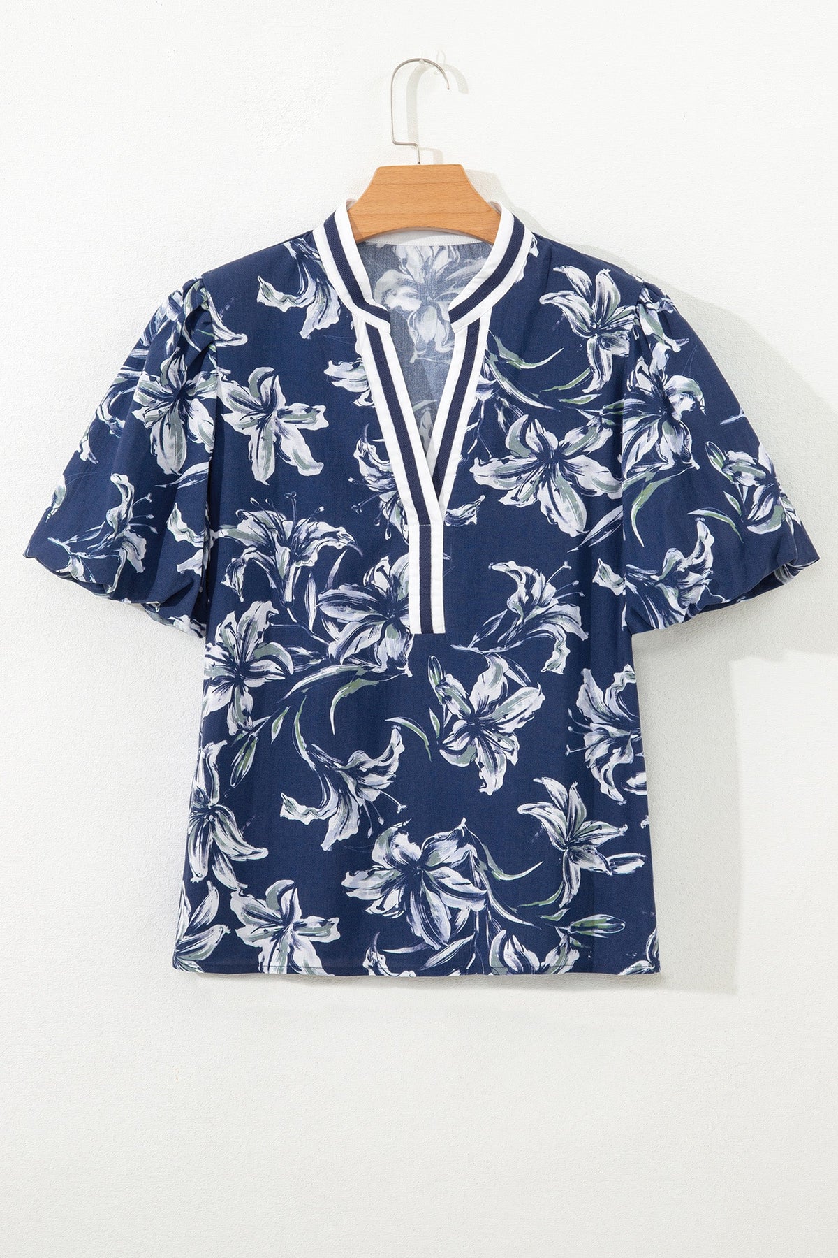 Bluebonnet Stripe-Trim Blouse