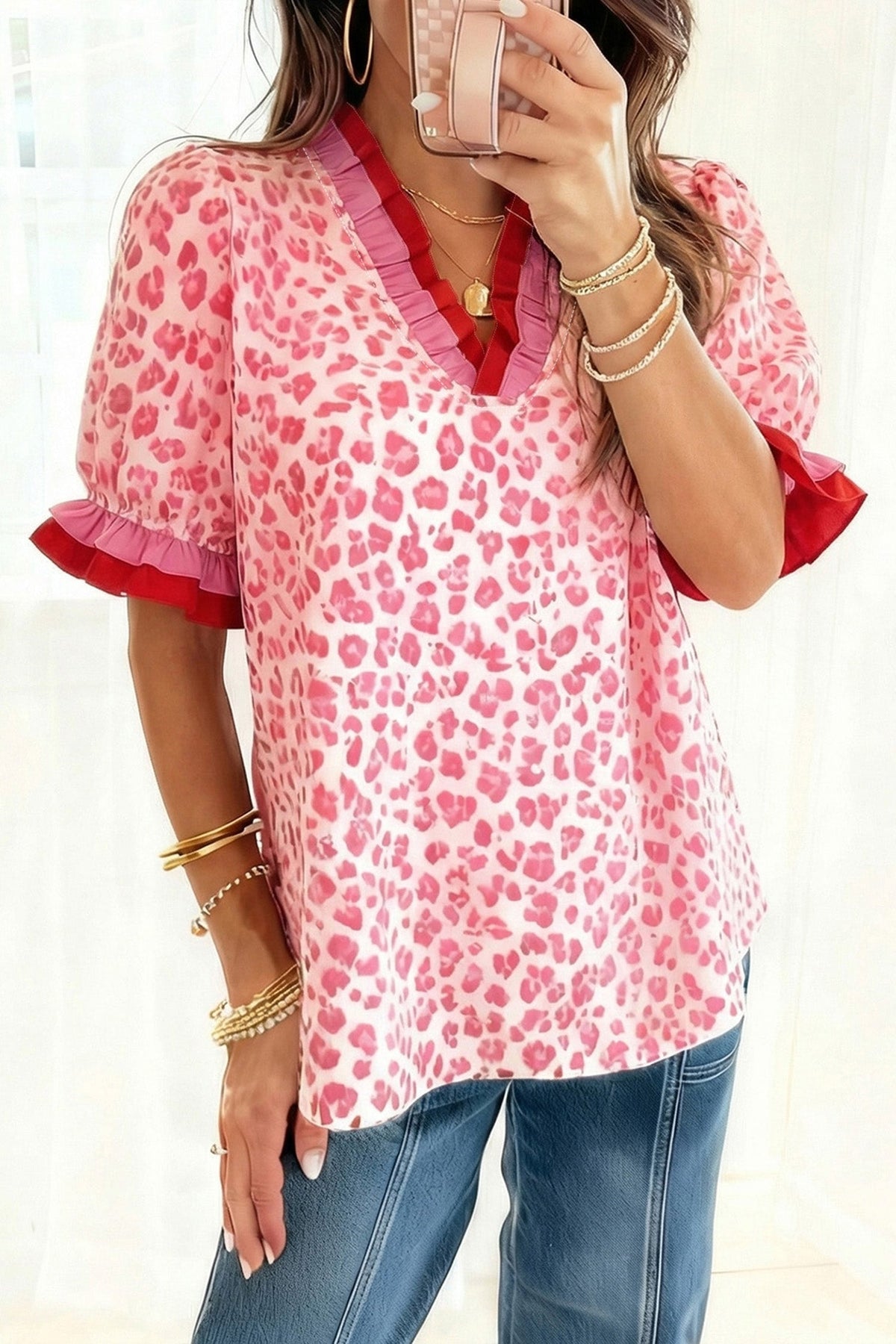 Wild Heart Ruffle Leopard Blouse