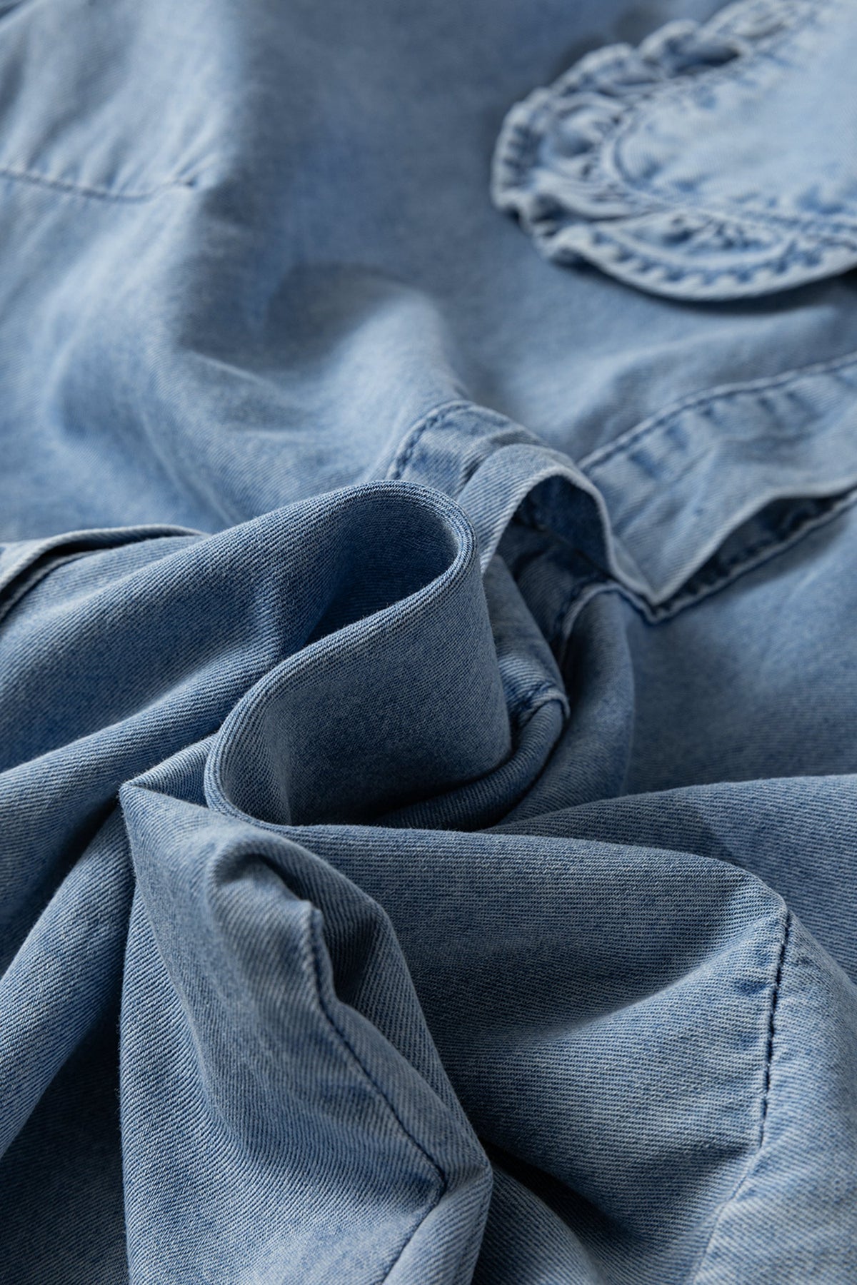 Blue Belle Ruffle Denim Shirt