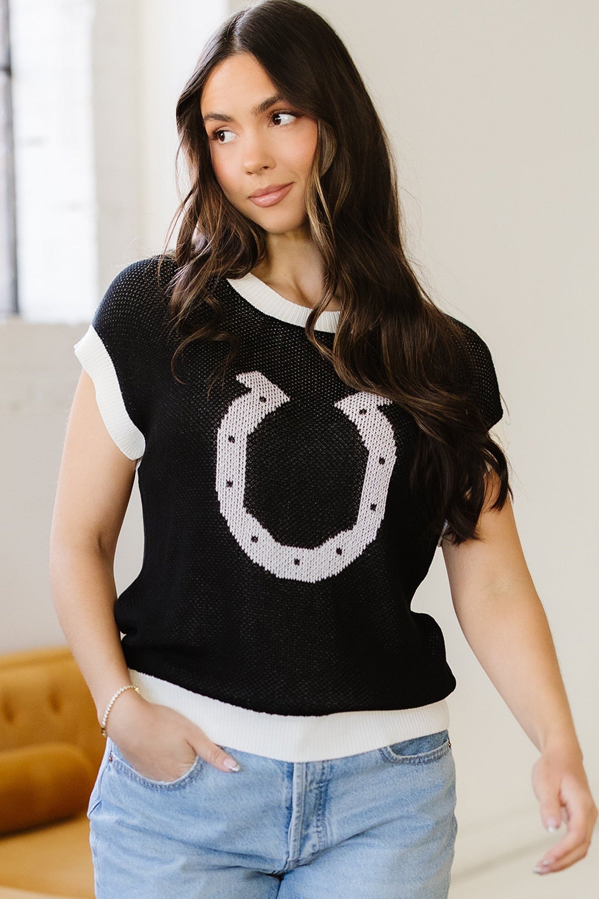 Lucky Horseshoe Knit Top