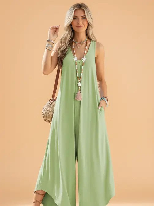 Sage Breeze Wide Leg Jumpsuit