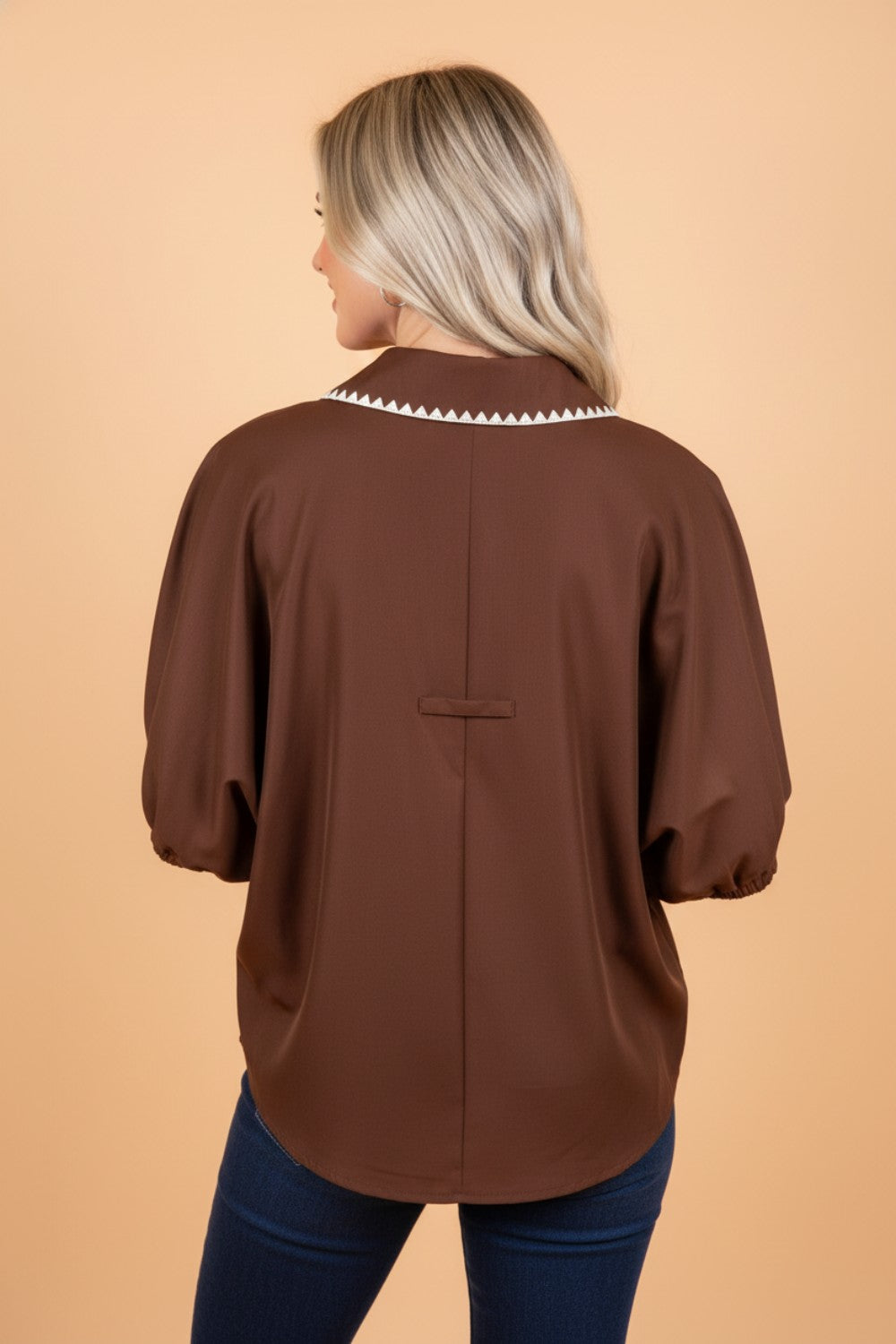 Ranchline Contrast Trim V-Neck Blouse