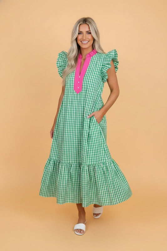 Sweet Magnolia Gingham Midi Dress