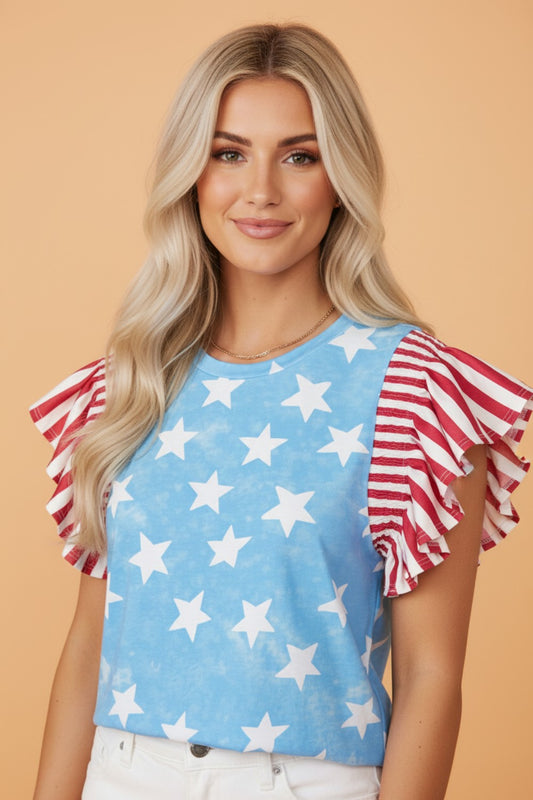 Stars & Sage Ruffle Sleeve Top