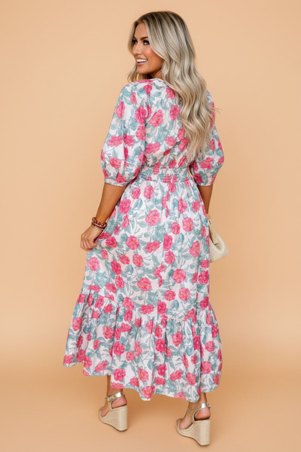 Blossom Prairie Puff Sleeve Midi Dress