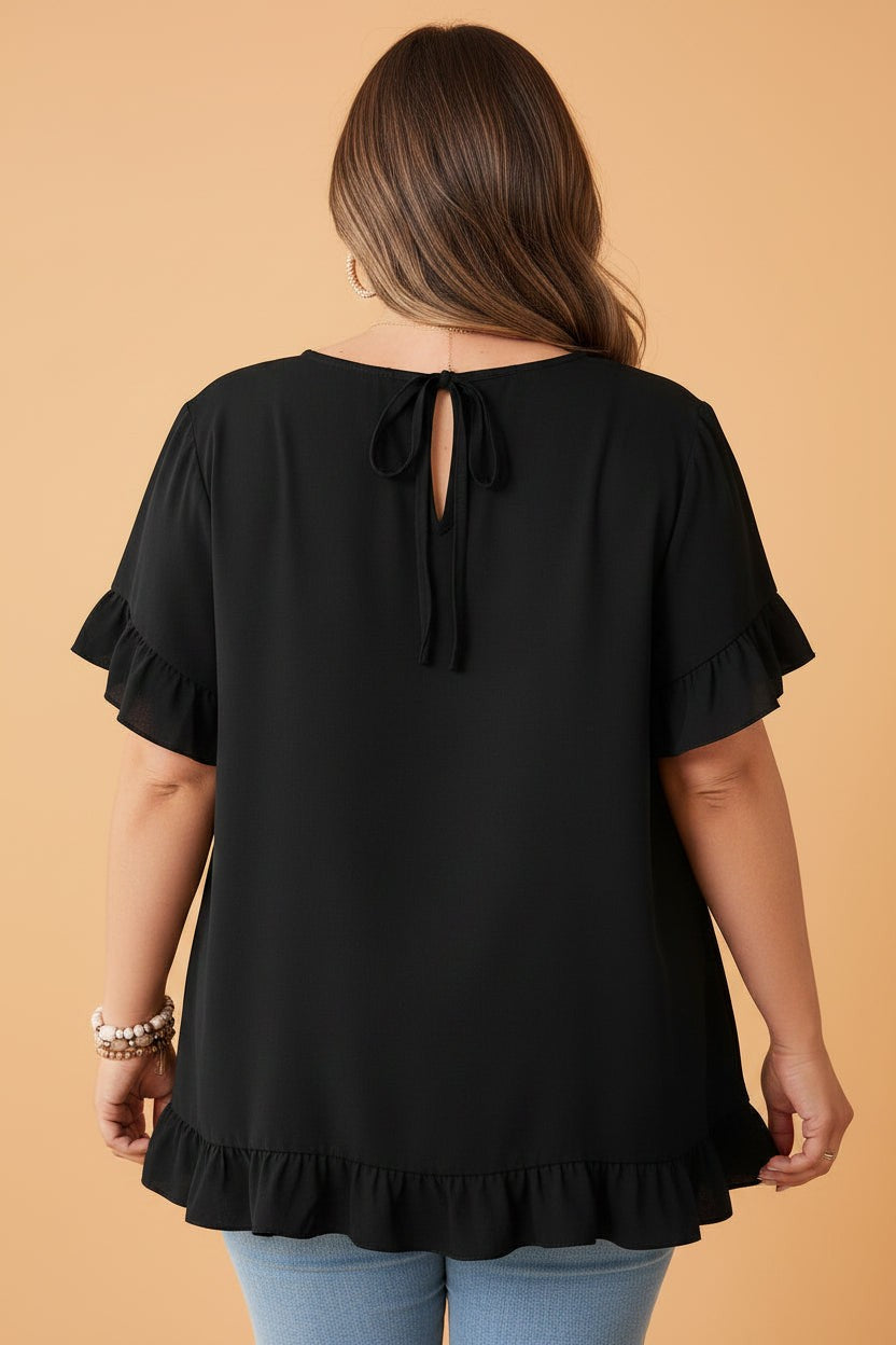 Everyday Ruffle Sleeve Tee (Curves)