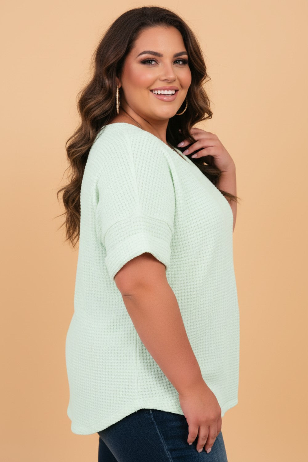 Sage Waffle Knit Everyday Top