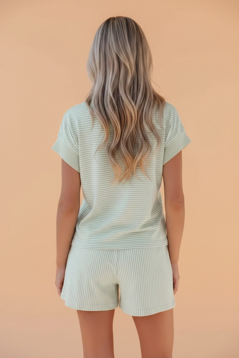 Blush Breeze Striped Lounge Set