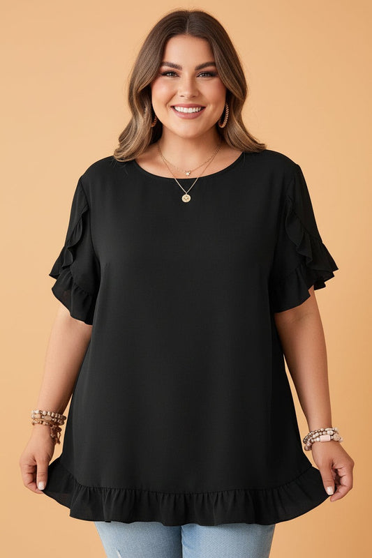 Everyday Ruffle Sleeve Tee (Curves)