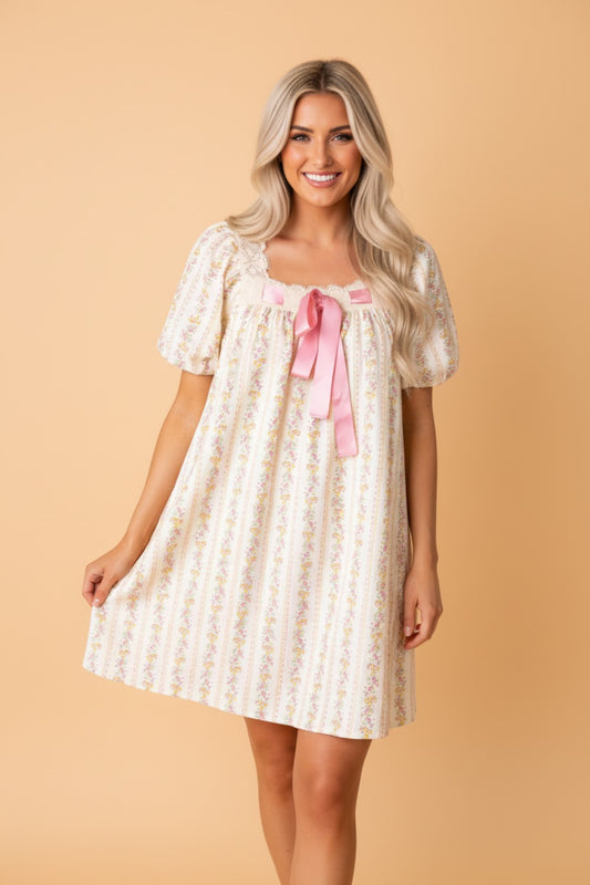 Blush Prairie Bow Mini Dress