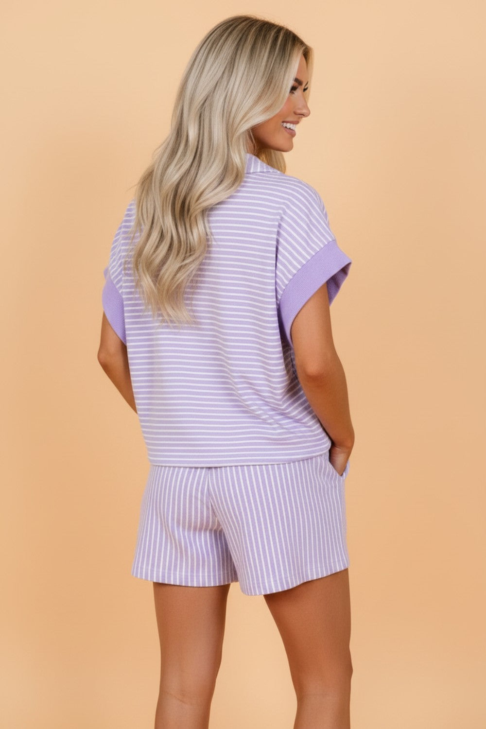 Blush Breeze Striped Lounge Set