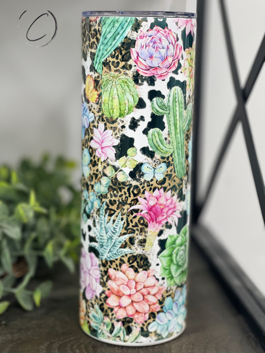 Succulent Desert Skinny Tumbler | 20oz Western Botanical Cup