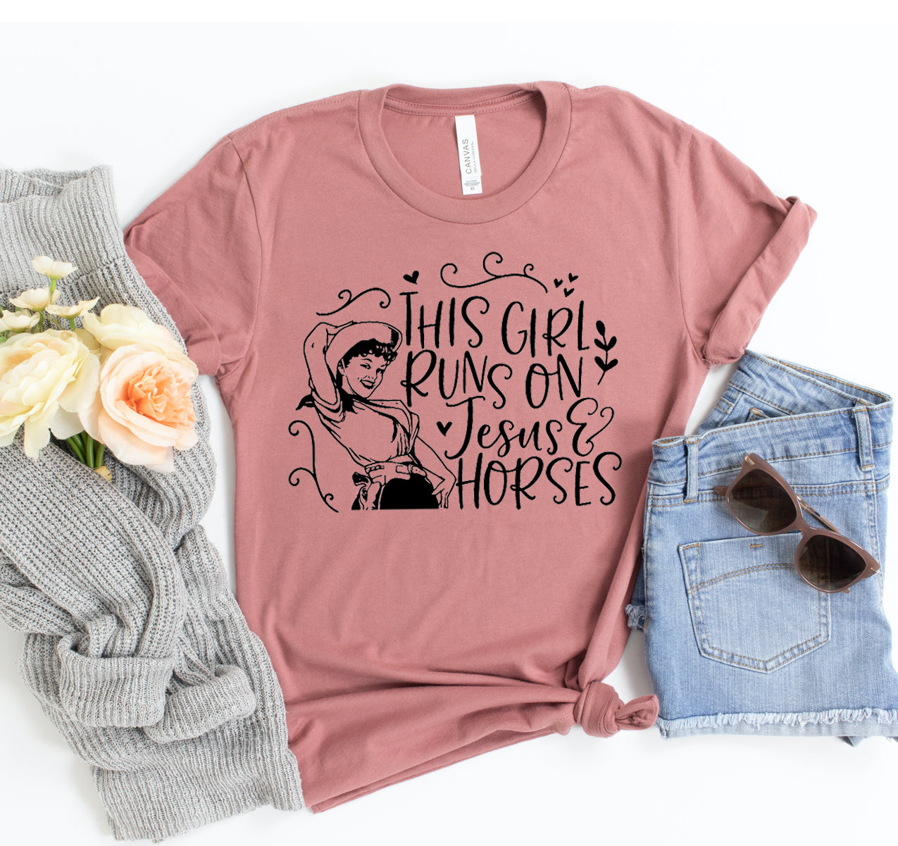 This Girl Runs On Jesus & Horses Tee | Western Graphic Shirt