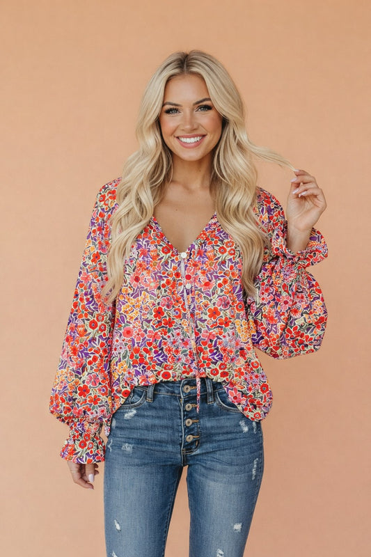 Wildflower Sunset Smocked Blouse