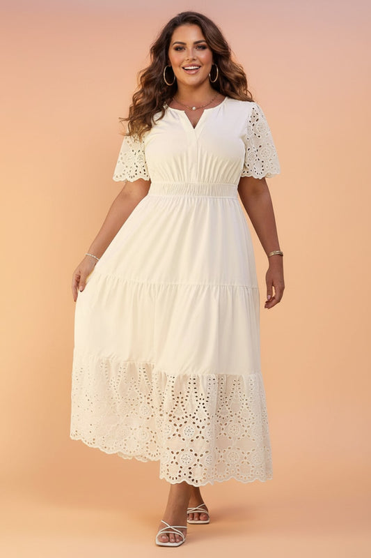 Ivory Meadow Eyelet Maxi Dress