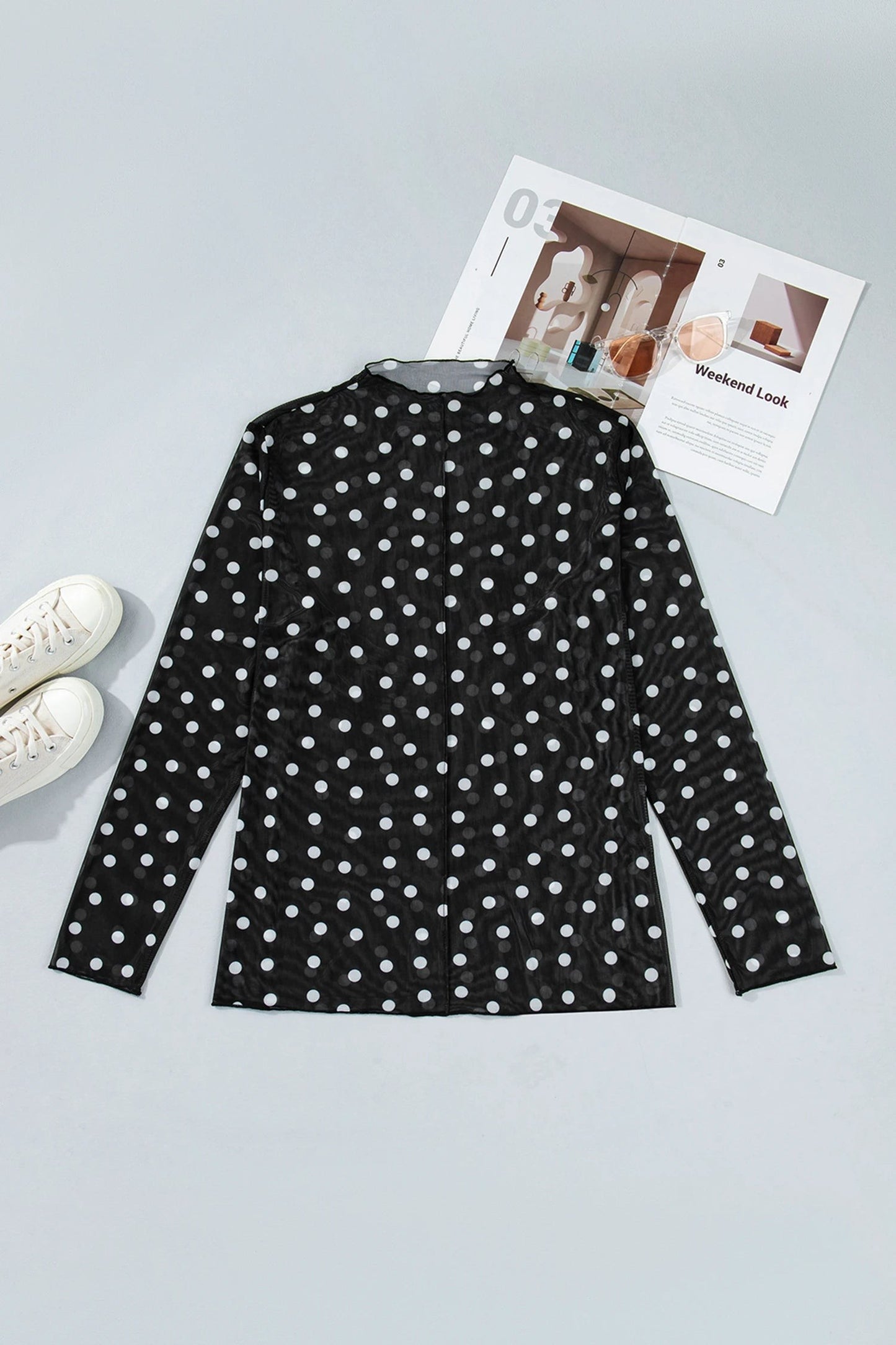 Midnight Polka Mesh Top