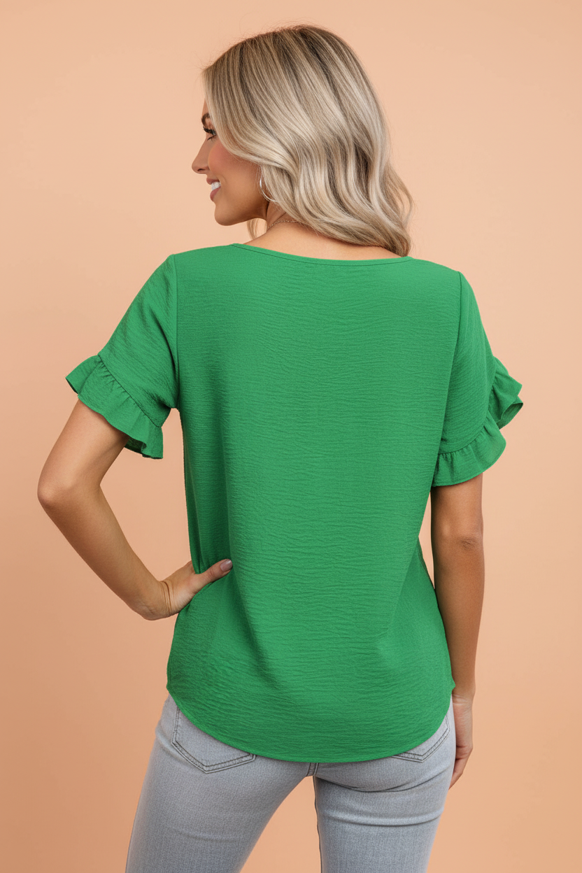 Ruffle Sleeve Knit Top