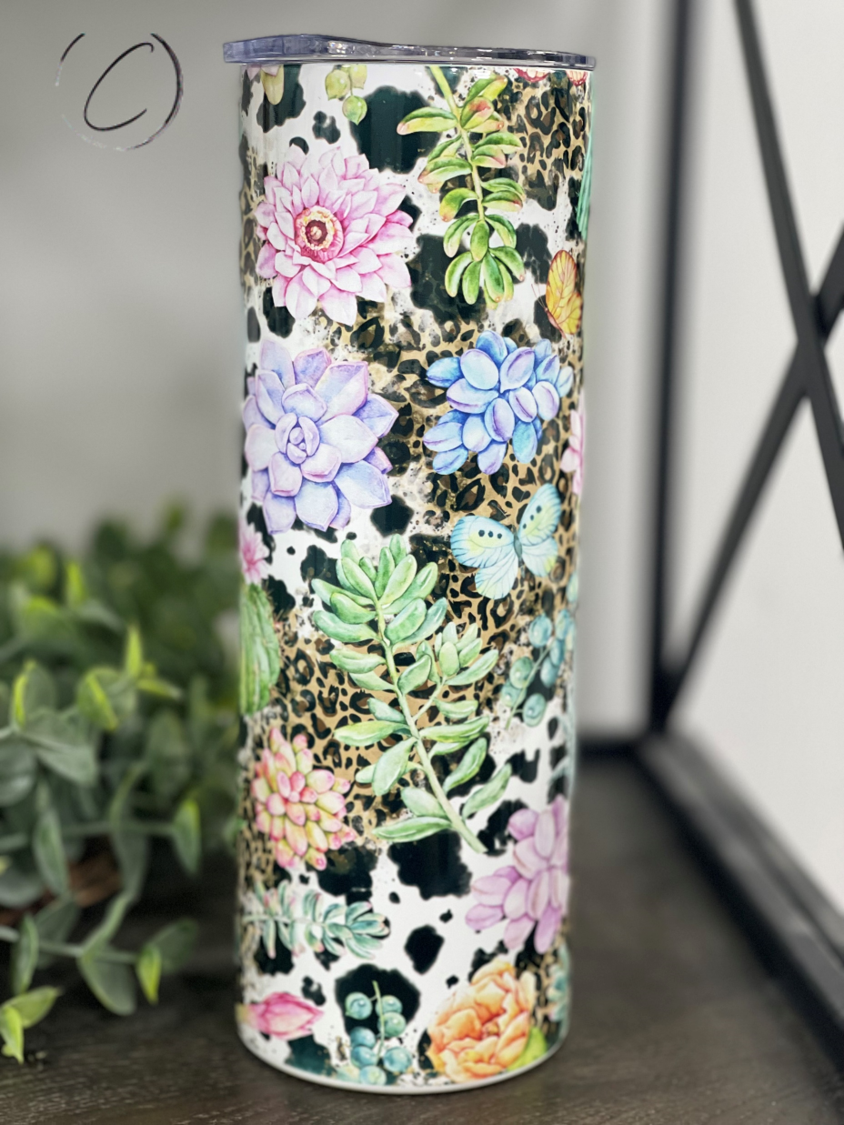 Succulent Desert Skinny Tumbler | 20oz Western Botanical Cup