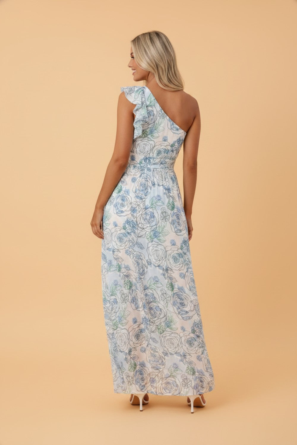 The Blue Magnolia One Shoulder Maxi
