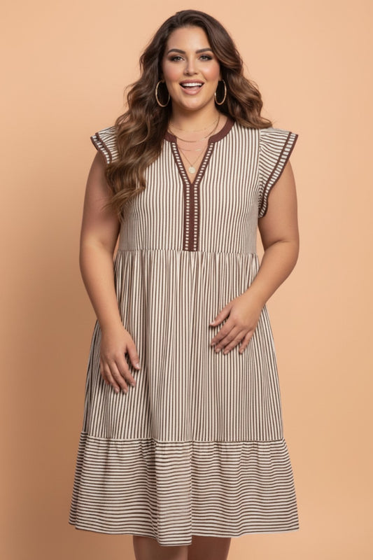 Mesa Stripe Flutter Sleeve Dress
