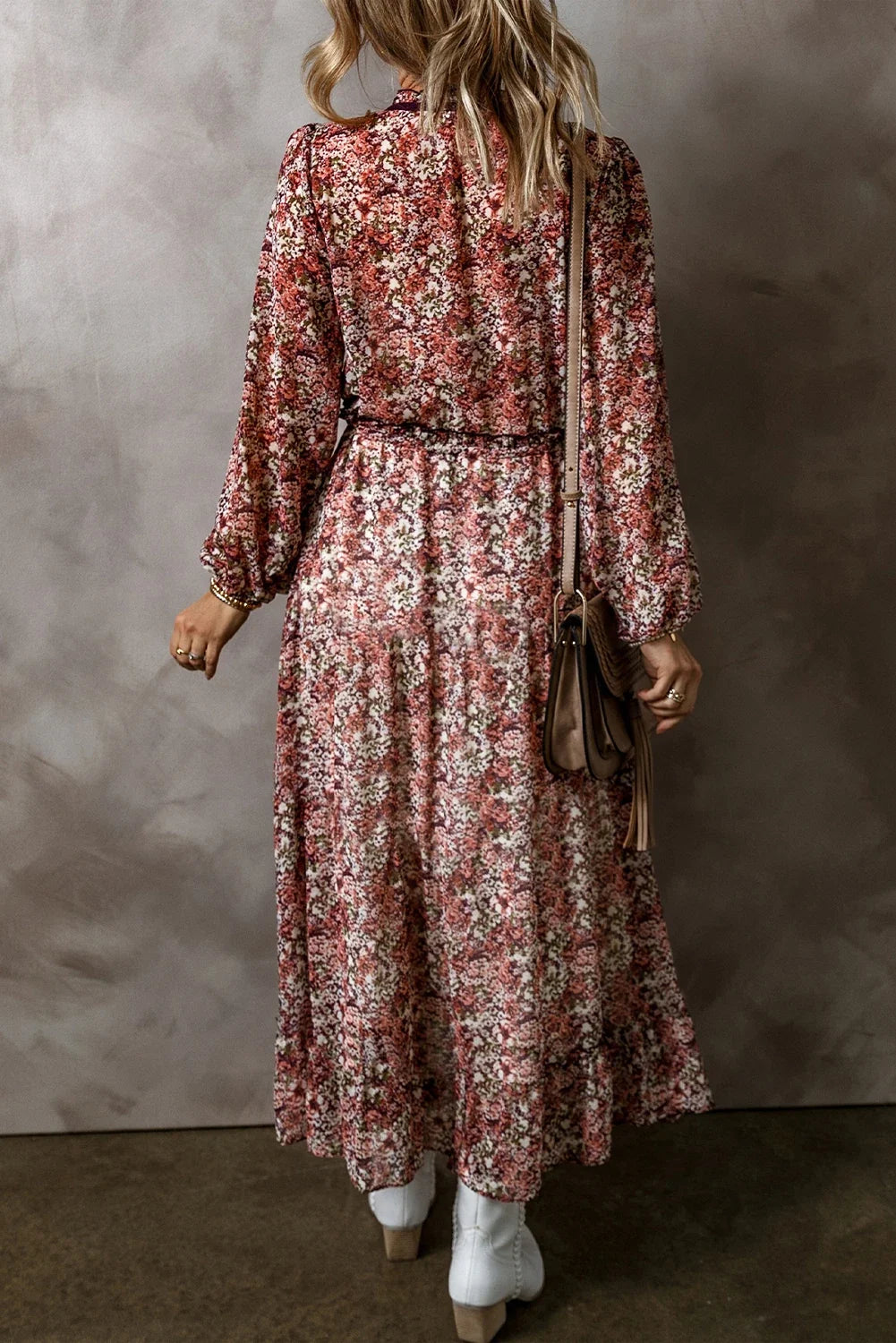 Autumn Rose Tiered Midi Dress
