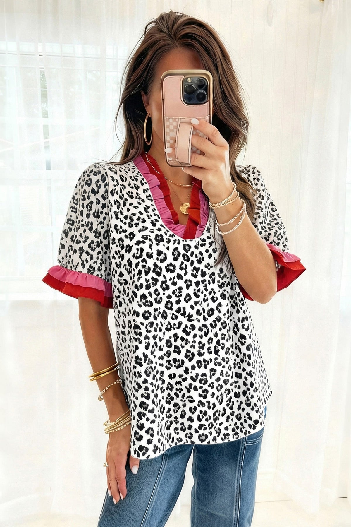 Wild Heart Ruffle Leopard Blouse