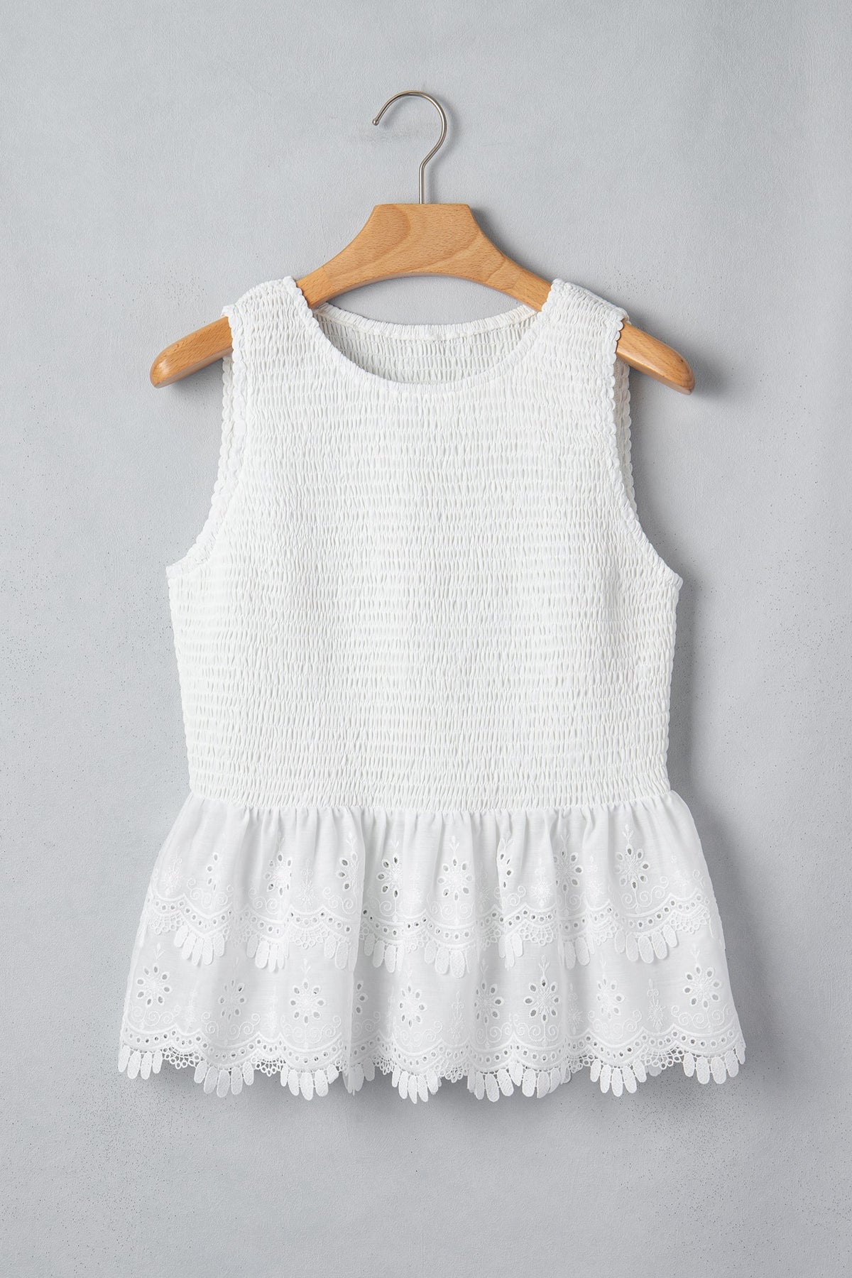 Southern Charm Eyelet Peplum Top