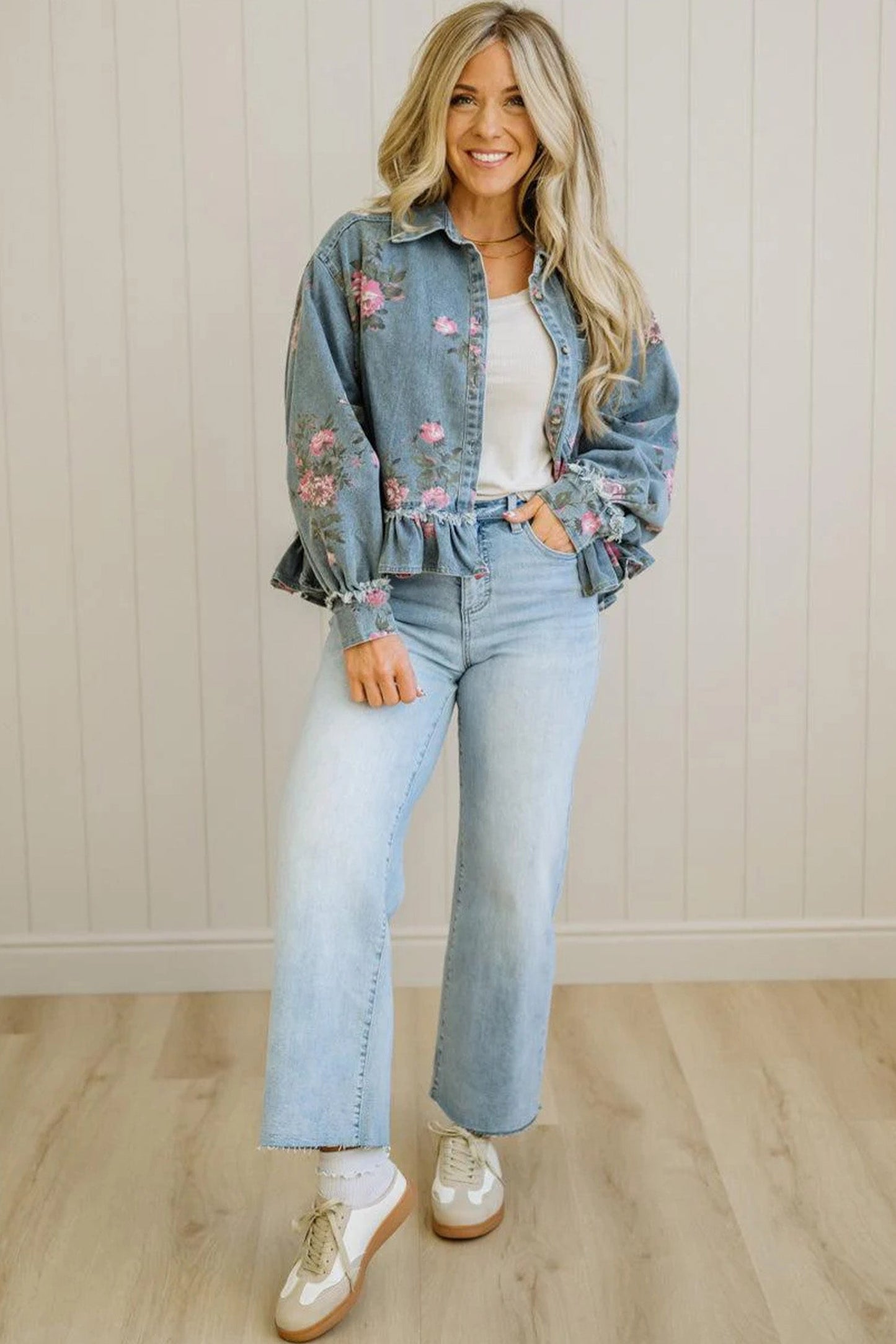 Wildflower Ruffle Denim Jacket