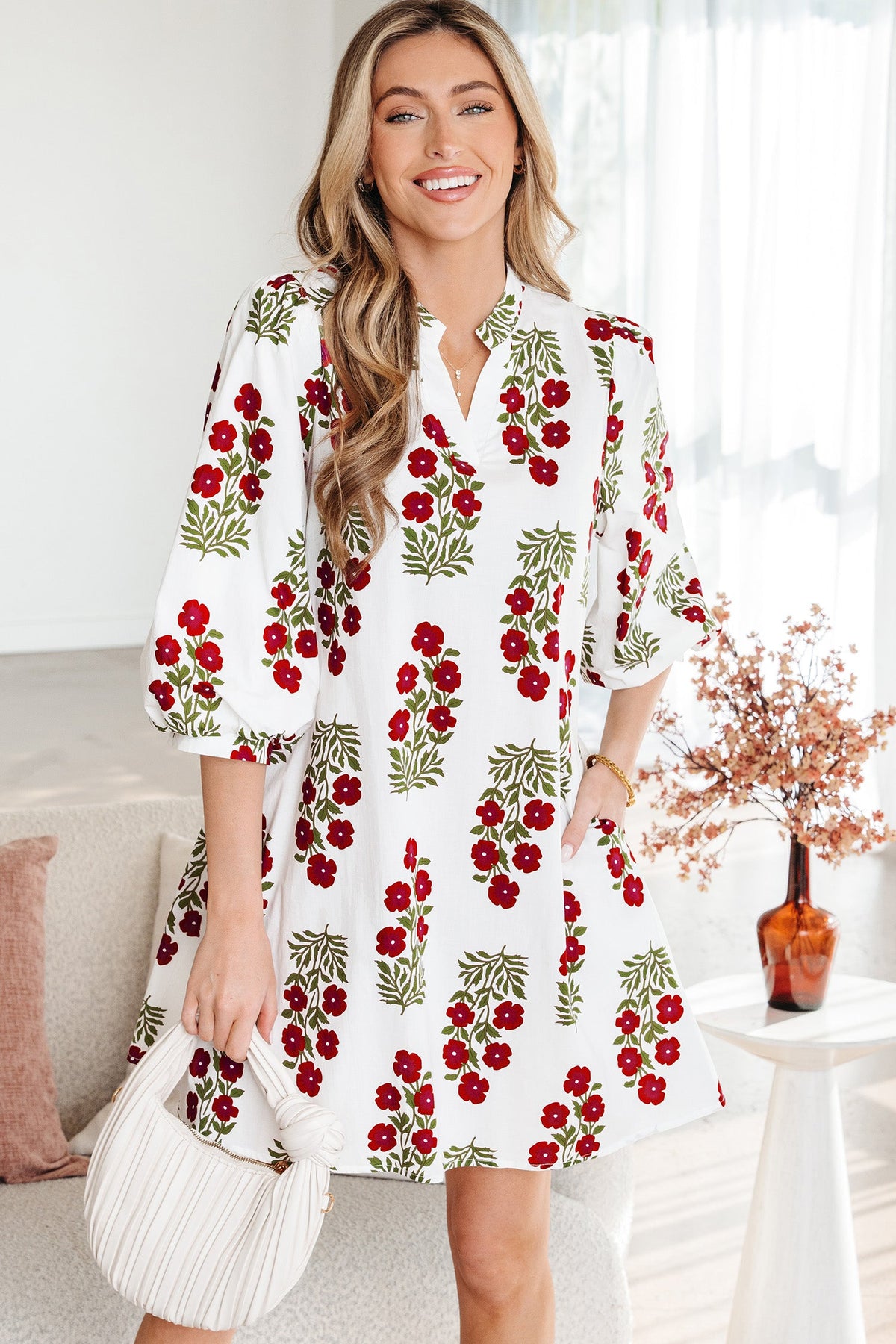 The Prairie Rose Puff Sleeve Mini Dress